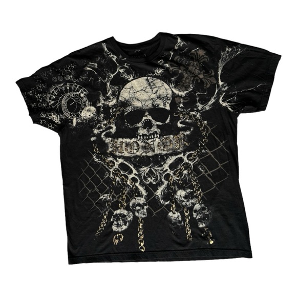 Xzavier Da Grind "Honor” with rhinestones sparkling skull T-Shirt | XL - Picture 1 of 7
